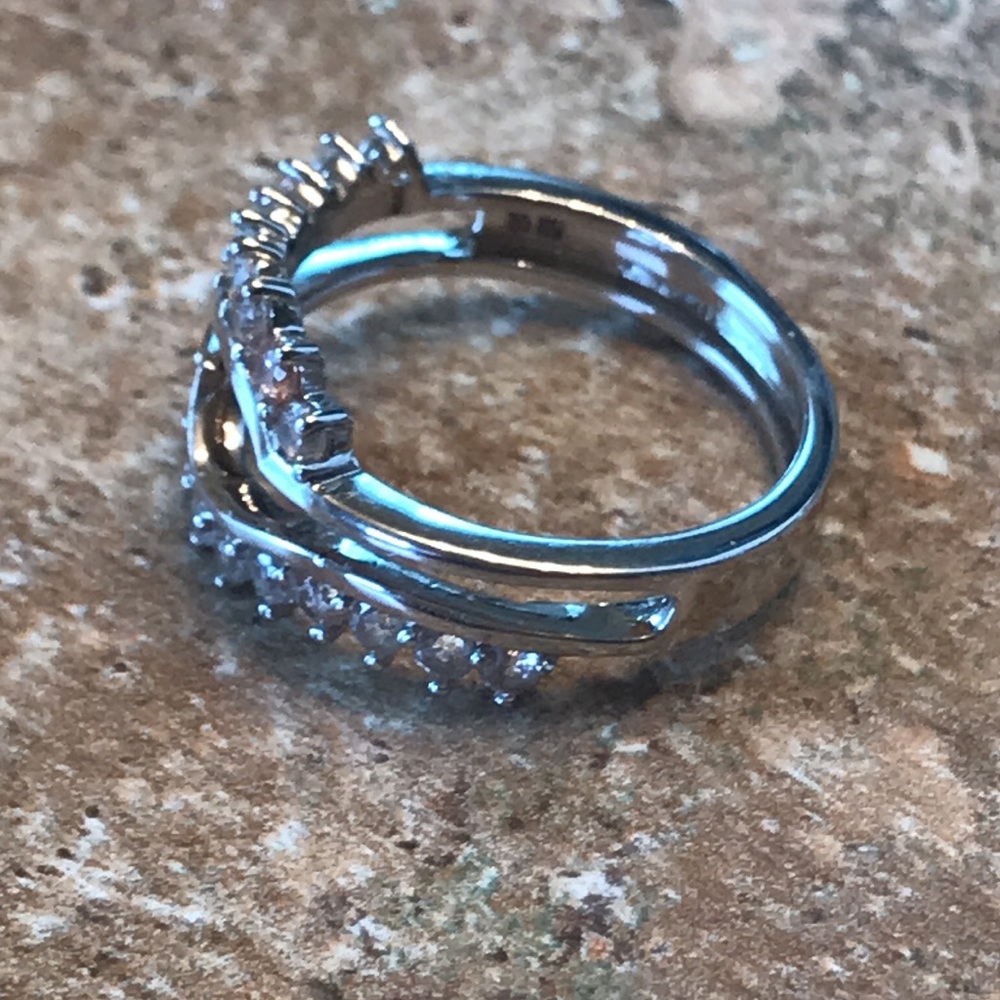 White Zircon Rhodium Sterling Silver Ring Guard - Picture 4 of 4